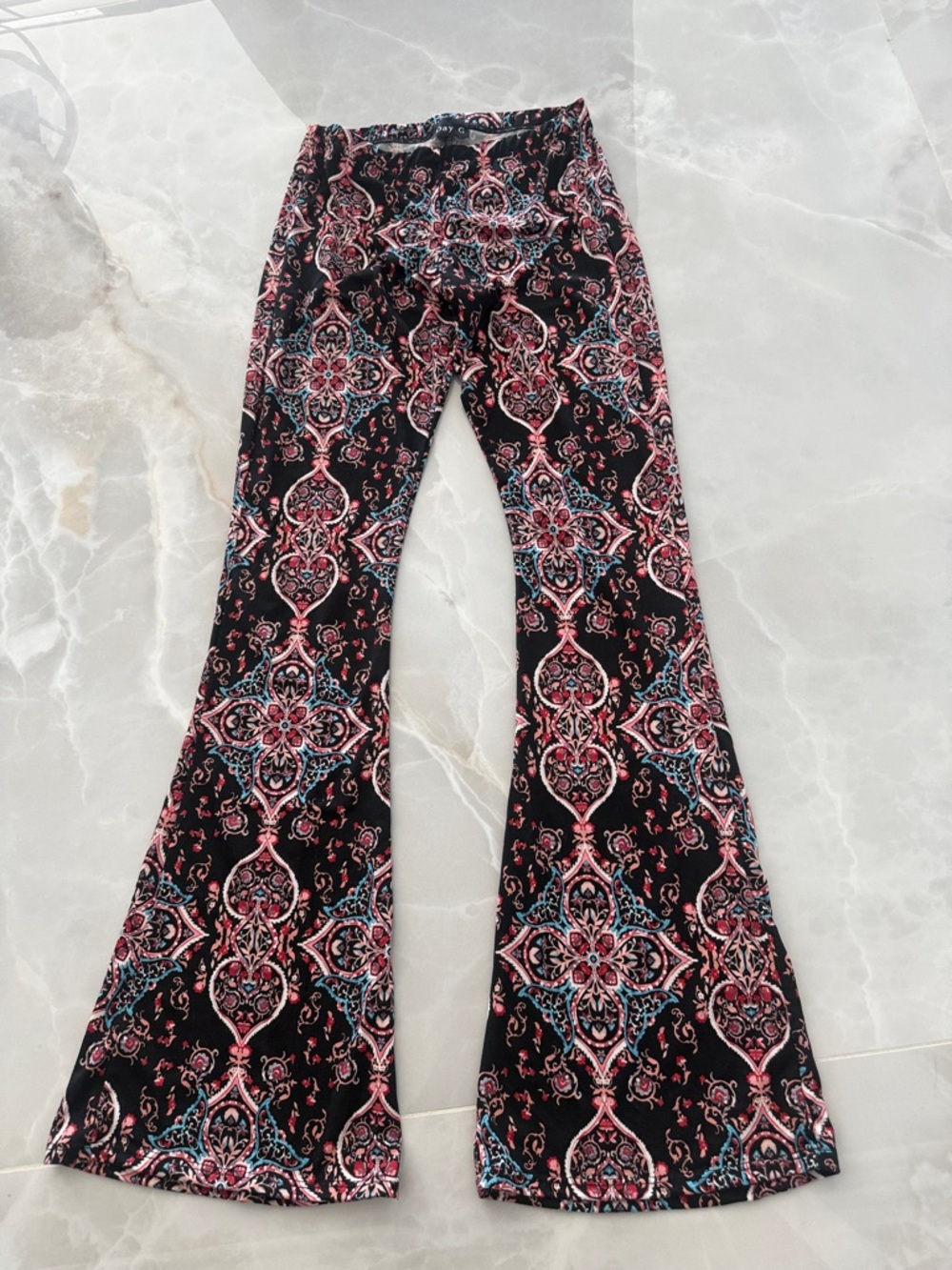 FINAL SALE 🏷️  Black Pink Blue Medallion Print Flared Pants